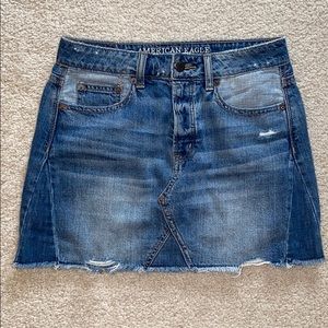 American Eagle lightly destroyed denim mini skirt